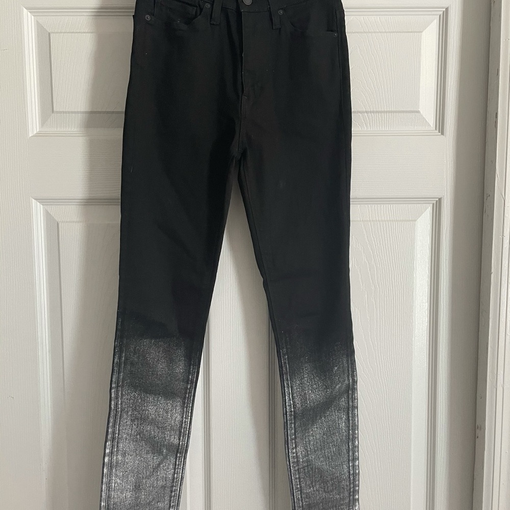 Hudson Jeans High Rise Skinny Black Metallic Sz 25 - Picture 3 of 9